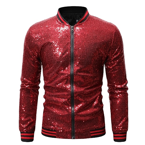

Per uomo Giacca invernale Cappotto invernale Giubbotto Giornaliero Colletto alla coreana Essenziale Giacca Capispalla Lustrini Vino Argento Oro / Manica lunga