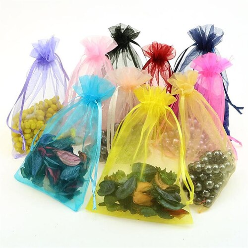 

10Pcs Drawable Small Organze Bags Gift Bag Jewelry Packaging Bags Random Color