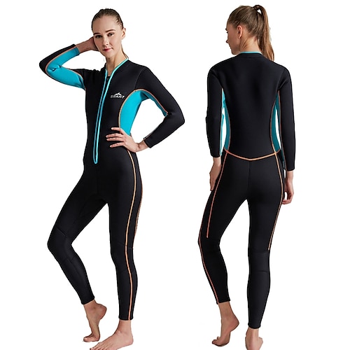 

SBART Women's Full Wetsuit 3mm SCR Neoprene Diving Suit Thermal Warm UPF50 Quick Dry High Elasticity Long Sleeve Full Body Front Zip - Swimming Diving Surfing Scuba Patchwork Spring Summer Winter