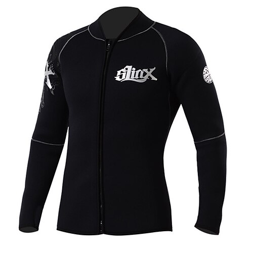 

SLINX Men's Wetsuit Top Wetsuit Jacket 3mm Nylon SCR Neoprene Top Thermal Warm Quick Dry Long Sleeve Front Zip - Swimming Diving Surfing Scuba Solid Colored Autumn / Fall Winter Spring / Summer