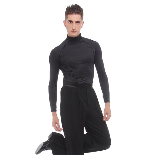 

Latin Dance Top Ruching Men's Performance Long Sleeve Milk Fiber