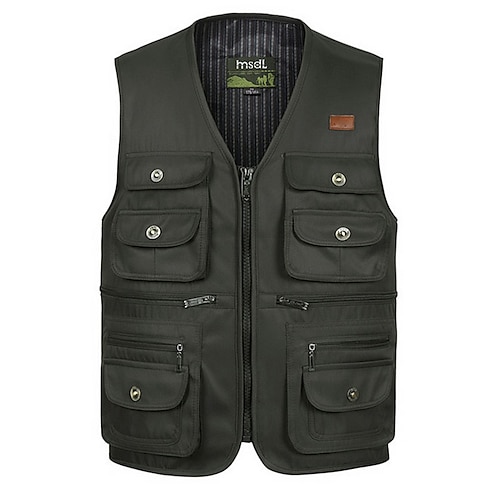

Men's Fishing Vest Hiking Vest Vest / Gilet Jacket Top Outdoor Breathable Quick Dry Lightweight Multi Pockets POLY Terylene Black Army Green Hunting Fishing Climbing