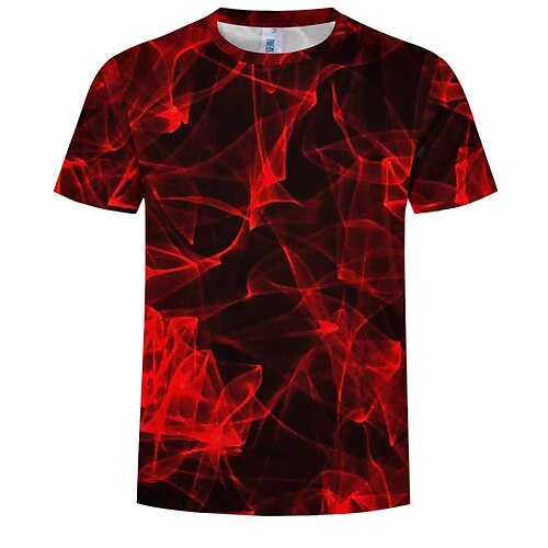 Men's T shirt Tee Graphic Abstract Round Neck Red Clothing Apparel