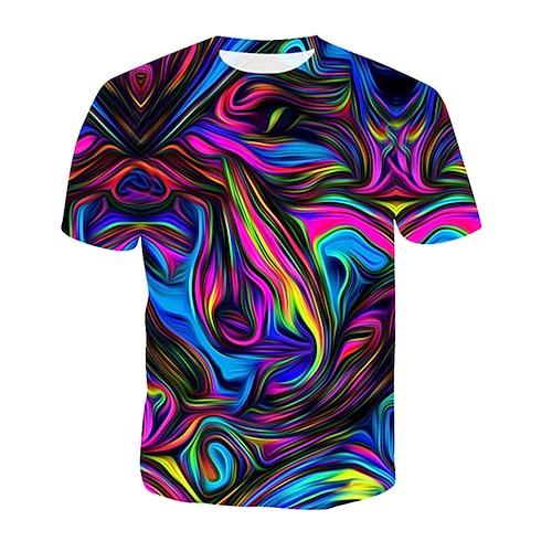 

Homens Camiseta Camisa Social Camisetas Gráfico Abstrato Decote Redondo Azul Dourado Arco-íris Vermelho Estampado Diário Manga Curta Imprimir Roupa Básico Designer Grande e Alto / Verão / Verão