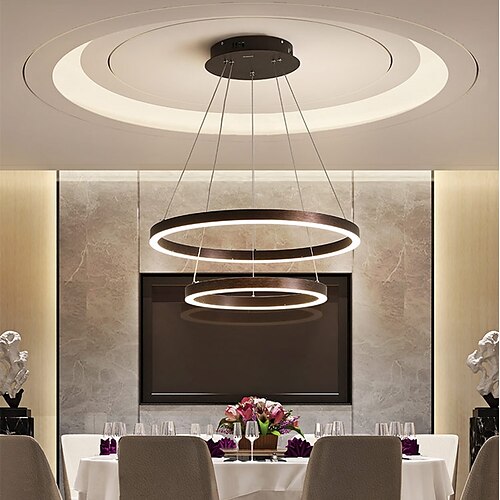 

1-Light 60 cm Adjustable Chandelier Aluminum Acrylic Circle Anodized LED Dimmable With Remote Control Modern Light 220-240V / 100-120V