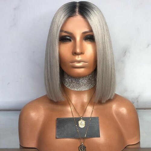 

Gray Wigs for Women Costume Accessories Straight with Bangs Wig Short Grey Synthetic Hair 35 Inch Women Gray