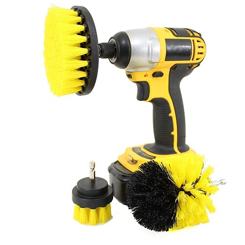 3-in-1 Electric Drill Brush Head Bathroom Surfaces Tub Shower Tile and Grout All Purpose Cleaning Kit