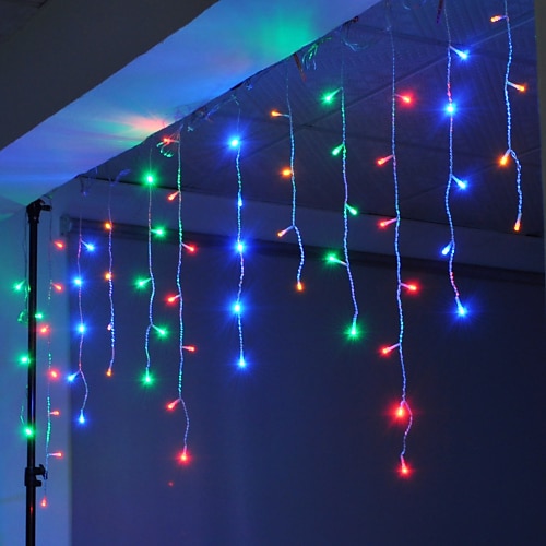 

4m 96 LEDs Icicle Curtain Light with Memory Function can be Linkable to the Light String White Blue Warm White Pink Purple Multi-color US-110-120V and EU 220V-240V