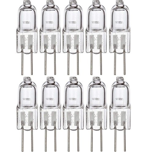 10 Stück 20 W Halogen-Bi-Pin-Glühbirne, 20 Stück, 240 lm, G4, warmweiß, 12 V, für Unterschrank-Puck-Licht, Kronleuchter, Schienenbeleuchtung