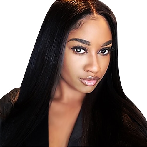Lace Front Wig 4x4 Lace Human Hair Pre Plucked 130% 150% 180% Density Yaki StraightFront Wigs with Baby Hair Brazilian Human Hair Wigs for Black Women