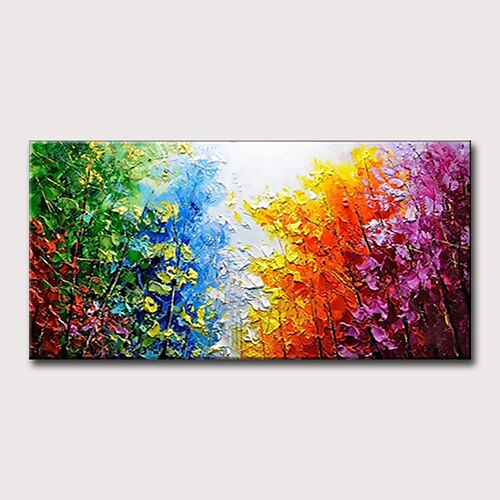 

Oil Painting 100% Handmade Hand Painted Wall Art On Canvas Colorful Tree Forest Abstract Landscape Classic Modern Home Decoration Decor Rolled Canvas No Frame Unstretched