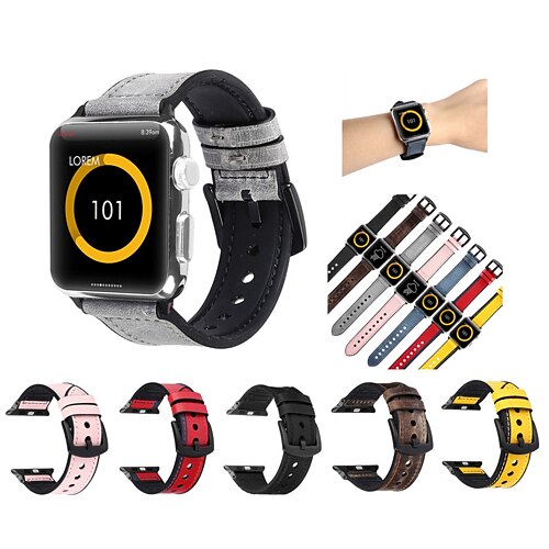 

Watch Band for Apple Watch Series 6 SE 5 4 3 2 1 Apple Sport Band Silicone / Genuine Leather Wrist Strap