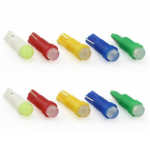 

10pcs T5 Car Light Bulbs Car Interior 0.5 W COB 60 lm 1 LED Dashboard Wedge 12v Yellow/Blue/green/red/white led Ambient Light Car Accessory