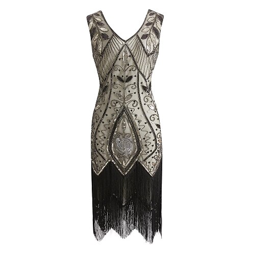 

The Great Gatsby Charleston Roaring 20s 1920s Cocktail Dress Vintage Dress Flapper Dress Party Costume Masquerade Prom Dress Halloween Costumes Prom Dresses Women's Sequins Tassel Fringe Costume