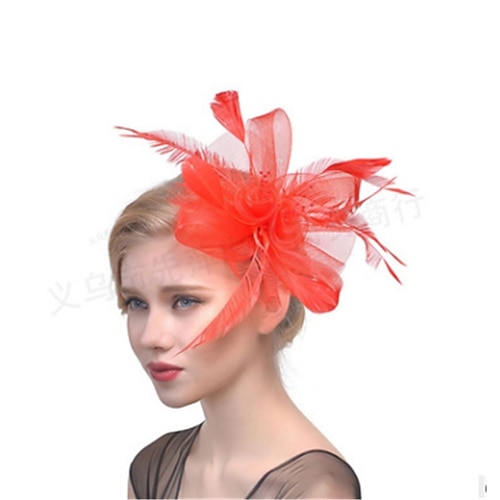 

Women's Ladies Fascinators For Wedding Party / Evening Prom Princess Feather Fabric Gray Pink Royal Blue