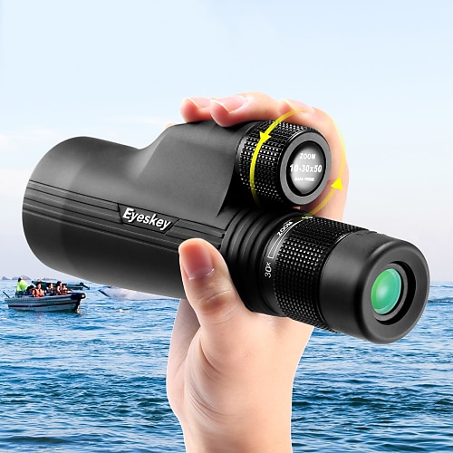 

Eyeskey 10-30 X 50 mm Monocular Roof Outdoor Night Vision in Low Light Wear-Resistant Easy Carrying 42-33 m Fully Multi-coated BAK4 Hunting Hiking Outdoor Exercise Spectralite Coating Aluminium Alloy