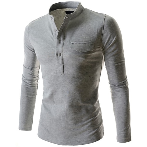 

Men's Collar Polo Shirt Golf Shirt Solid Colored Shirt Collar Light gray Dark Gray Navy Blue White Black Street Sports Outdoor Long Sleeve Clothing Apparel Cotton Fashion Casual Daily