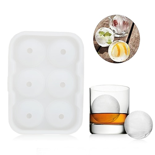

6 Ice Ball Maker Silicone Mold Leak Proof Secure Closure Silicone Ice Tray