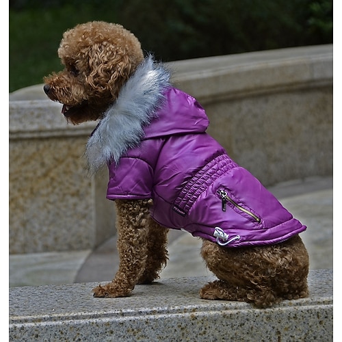 

Dog Coat Puppy Clothes Solid Colored Casual / Daily Warm Ups Outdoor Winter Dog Clothes Puppy Clothes Dog Outfits Purple Red Fuchsia Costume for Girl and Boy Dog Terylene S M L XL XXL