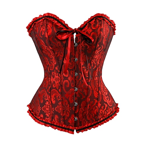 

Women's Plus Size Halloween Corsets Country Bavarian Overbust Corset Tummy Control Push Up Jacquard Solid Colored Abstract Sexy Hook & Eye Lace Up Nylon Polyester Christmas Party Wedding Party