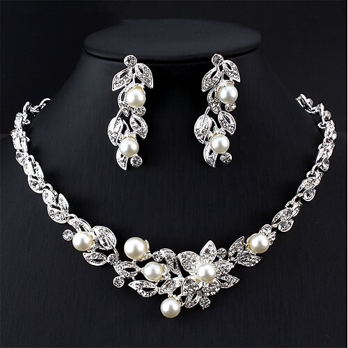 

1 set Bridal Jewelry Sets For Women's White Party Wedding Gift Imitation Pearl Rhinestone Alloy Classic Flower / Engagement