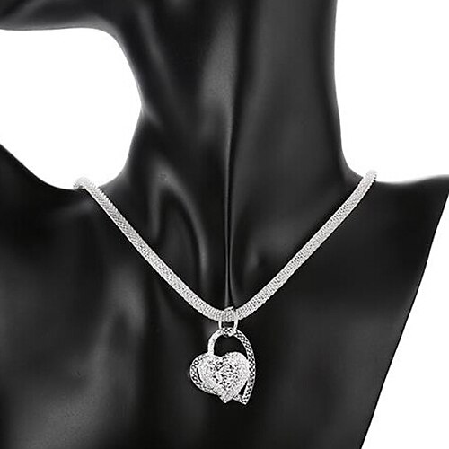 Women's Pendant Necklace Heart Love Hollow Heart Ladies Bridal Italian everyday Sterling Silver Silver Necklace Jewelry 1pc For Party Wedding Anniversary Birthday Casual Daily