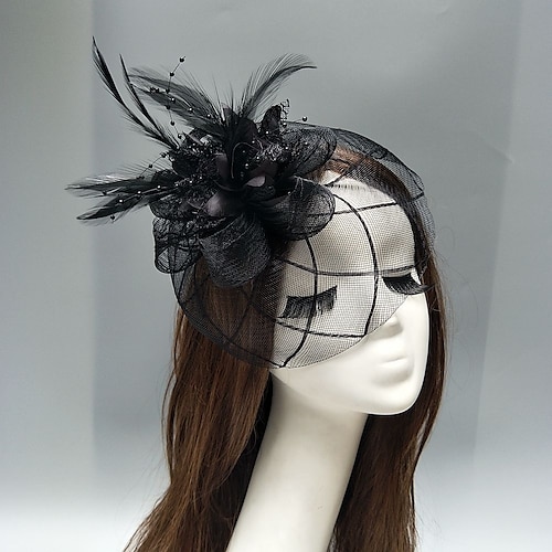 

Net Fascinators / Headdress / Headpiece with Feather / Flower / Trim 1 PC Wedding / Special Occasion / Horse Race Headpiece