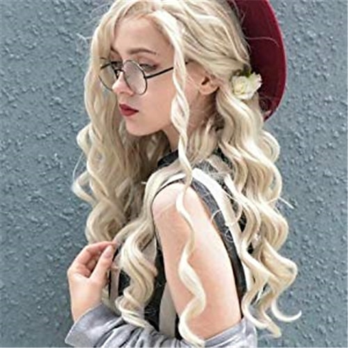 

Cosplay kostume paryk Krøllet Spiral krølle Jenner Gratis del Paryk Blond Lang Blond Syntetisk hår 24 inch Dame Ny ankomst Mode Farvegradient Blond