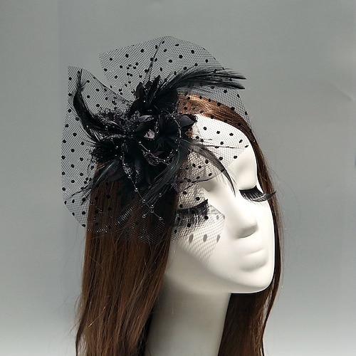 

Net Fascinators / Headdress / Headpiece with Feather / Flower / Trim 1 PC Wedding / Special Occasion / Melbourne Cup Headpiece