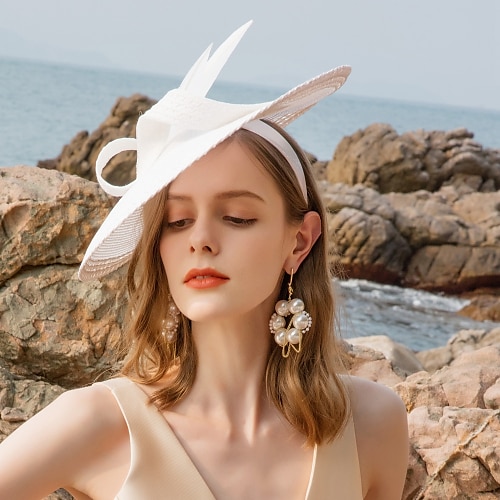 

Headbands Polyester Bucket Hat Wedding Party / Evening With Feather Headpiece Headwear