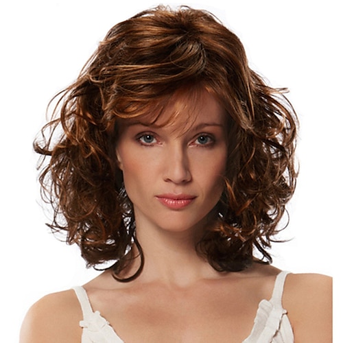 

Synthetic Wig Curly Free Part Wig Brown Medium Length Brown / Burgundy Synthetic Hair 18 inch Women's Fashionable Design Fluffy Brown