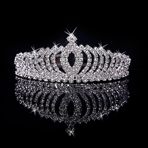 

Women's Girls' Tiaras For Casual Prom Party & Evening Birthday Homecoming Royalty Crystal / Rhinestone Silver Plated Alloy Silver