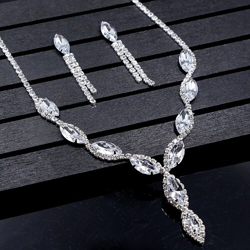 

Jewelry Set Drop Earrings For Women's Crystal Party Wedding Anniversary Rhinestone Alloy Marquise Cut Drop Silver / Pendant Necklace / Congratulations / Gift