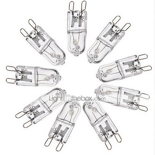 

10pcs G9 Halogen Light Bulb 40W T4 for Range Hood Lights Microwave Ovens Bathroom Chandeliers Replacement Dimmable Warm White 220~240V
