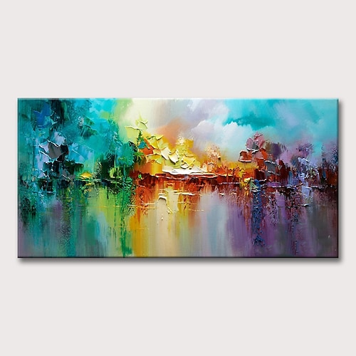 

Large Size Oil Painting 100% Handmade Hand Painted Wall Art On Canvas Colorful Lake Abstract Blooming Fireworks Home Decoration Decor Rolled Canvas No Frame Unstretched