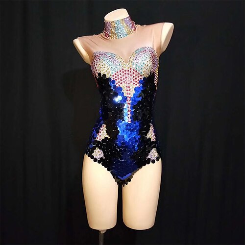 

Exotic Dancewear Leotard / Onesie Crystals / Rhinestones Paillette Women's Performance Sleeveless Spandex