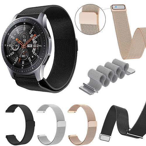 

1 pcs Smart Watch Band for Samsung Galaxy Galaxy Watch 4 3 Classic / Huawei Watch / Garmin Watch Band 22mm 20mm 18mm Stainless Steel Smartwatch Strap Business Adjustable Magenitic Business Band Metal