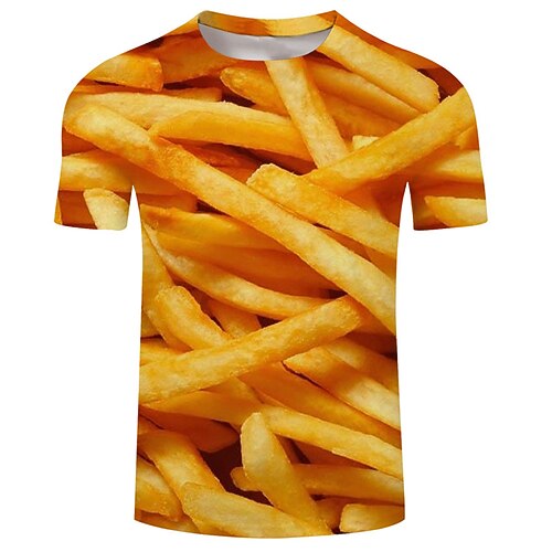 

Men's T shirt Tee Shirt 3D Round Neck Yellow Plus Size Print Clothing Apparel
