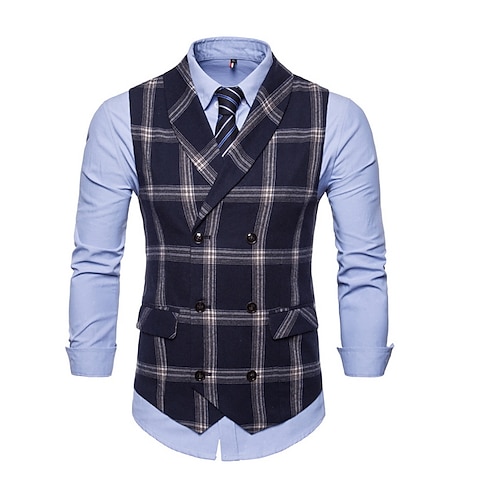 

Hombre Escote en Pico Chaleco Cuadrícula Tallas Grandes Negro / Azul Marino / Gris L / XL / XXL / Delgado