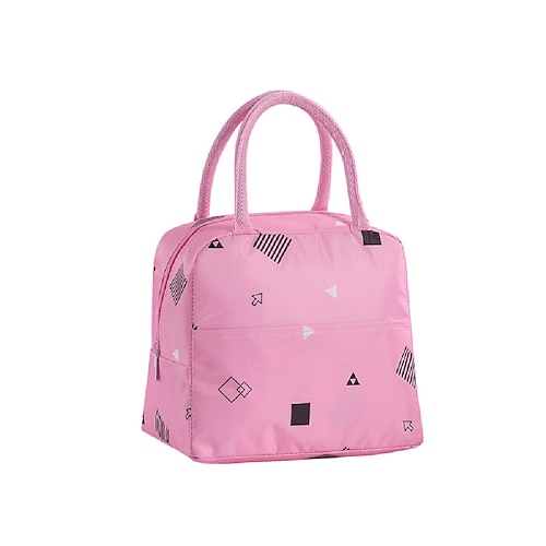 

Women's Oxford Cloth Lunch Bag Zipper Scenery Geometric Pattern Daily Outdoor Handbags Pink Green Sky Blue Rainbow
