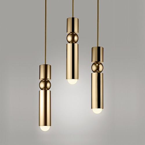 

6 cm Single Design Pendant Light Metal Cylinder Electroplated LED Modern 220-240V