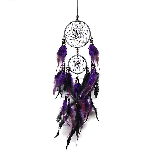 

Boho Dream Catcher Handmade Gift Wall Hanging Decor Art Ornament Craft Bead Feather Circles for Kids Bedroom Wedding Festival 1163cm