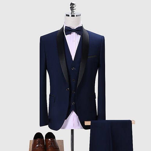 

Dark Grey Black Burgundy Men's Wedding Tuxedos Shawl Collar Solid Colored Standard Fit Single Breasted One-button 2022