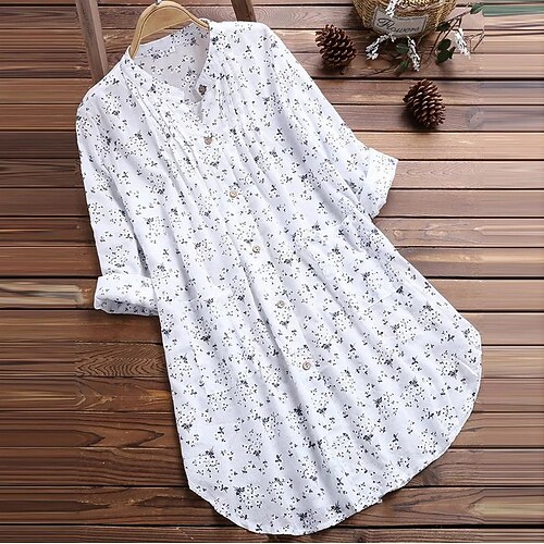 

Women's Blouse Shirt Polka Dot Round Neck Dark Yellow Green Blue White Plus Size Print Clothing Apparel
