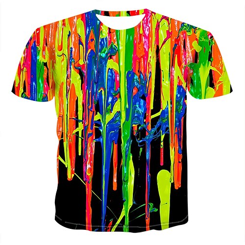 

Men's Graphic Simulation T-shirt Print Tops Round Neck Rainbow