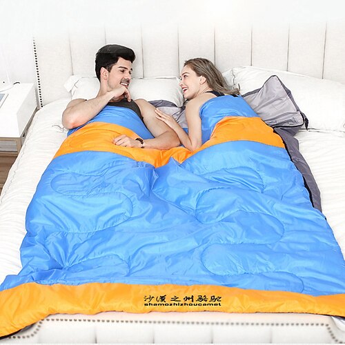 Shamocamel® Sleeping Bag Outdoor Camping Double Wide Bag 10 °C Double Size Hollow Cotton Waterproof Windproof Warm Dust Proof Thick 220*150 cm Autumn / Fall Spring Fall for Hiking Camping Outdoor