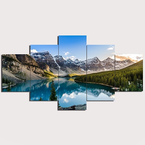 

5 Panel Wall Art Canvas Poster Painting Artwork Picture Landscape Lake Mountain Home Decoration Décor Stretched Frame Ready to Hang