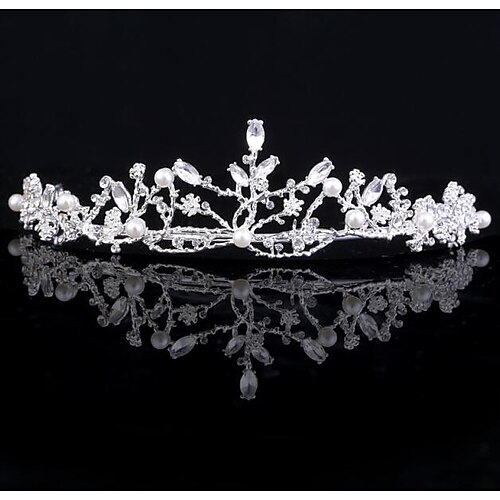 

Alloy Crown Tiaras with Sparkling Glitter / Glitter / Pearls 1pc Wedding / Party / Evening Headpiece