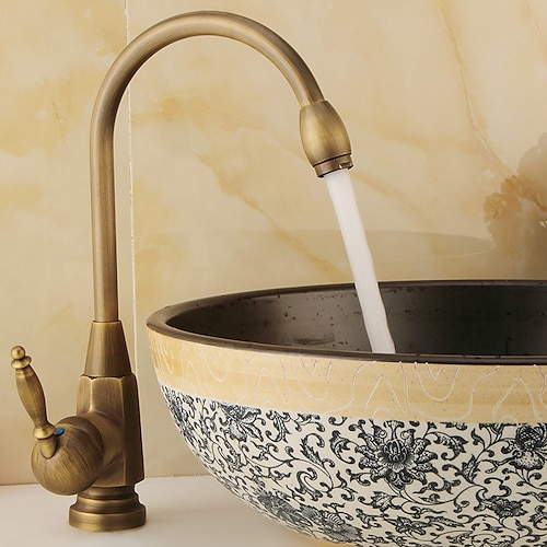 

Bathroom Sink Faucet - FaucetSet / Widespread Antique Brass Centerset Single Handle One HoleBath Taps