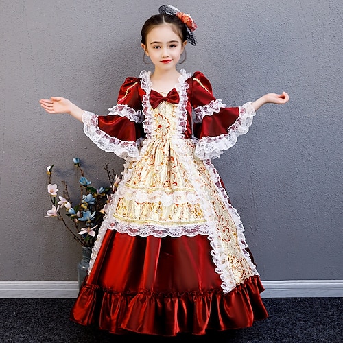 

Princess Rococo Victorian Medieval Cocktail Dress Vintage Dress Dress Outfits Costume Prom Dress Girls' Kid's Costume Vintage Cosplay Party / Evening Birthday Party Birthday Long Length A-Line